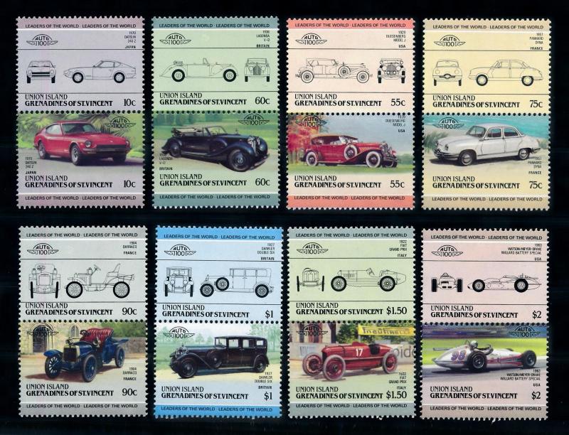 [75867] Union Isl. Gren. St. Vincent 1985 Classic Cars Datsun Fiat 8 Pairs MNH