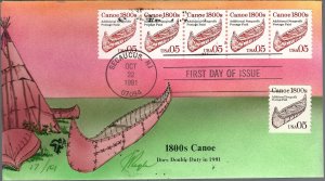 Pugh Designed/Painted 1800's Canoe Coil FDC...61 of 101 created!