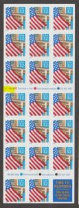 U.S. Scott #2920a American Flag Stamp - Mint NH Booklet Pane - Plate V45554