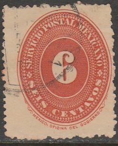 MEXICO 217, 6¢ LARGE NUMERAL, USED. F-VF. (695)