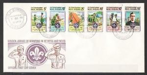 St. Kitts & Nevis, Scott cat. 370-375. Scout Anniversary issue. First day cover.