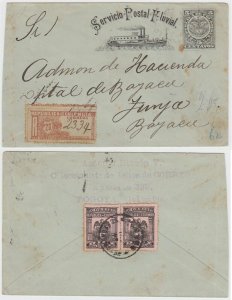 COLOMBIA 1903 PS RIVER MAIL FLUVIAL 5 Cts R-ENVELOPE +Sc 269a, F13b BOGOTA-TUNJA 
