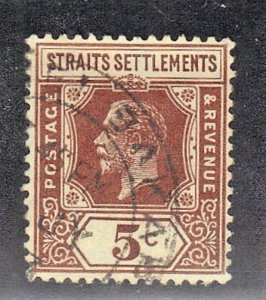 MALAYA, STRAITS SETTLEMENT SCOTT #187 USED 5c 1921-32