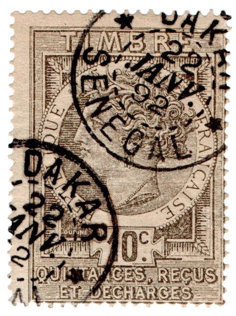 (I.B) France Colonial Revenue : Senegal Duty 10c (Quittances)