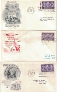 1948 FDC, #959, 3c Progress of Women, 3 different cachets
