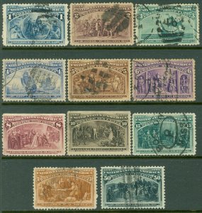 EDW1949SELL : USA 1893 Sc #230-40 VF, Used. Light cancels. Minor faults Cat $442