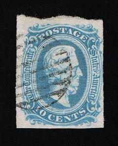 GENUINE CONFEDERATE CSA SCOTT #11 USED BLUE DIE-A ANV-02 ARMY NORTHERN VIRGINIA