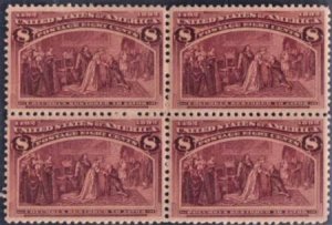 US 236 Early Commemoratives VF - XF Mint LH/NH Pristine Block of 4 cv $450