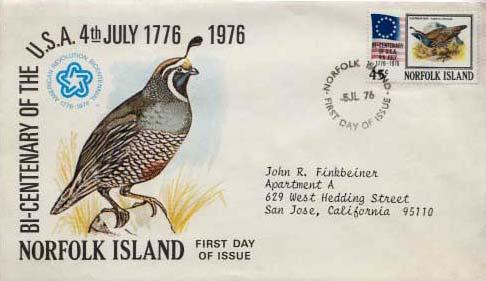 Norfolk Islands, First Day Cover, Birds