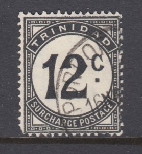 Trinidad & Tobago Sc J14 used. 1947 12c black Postage Due, short corner perf