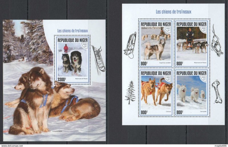 2017 Niger Northern Sledge Dogs Husky Animals Fauna #5217-20+Bl746 ** Fd0984