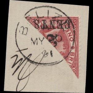 British Honduras 1888 (Used) 2c/1d Carmine bisect ...