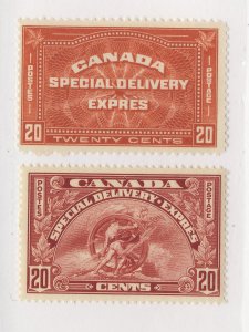 2x Canada Special Delivery  Stamp #E4 MNG  F & E6 MH VF. Guide Value = $46.00