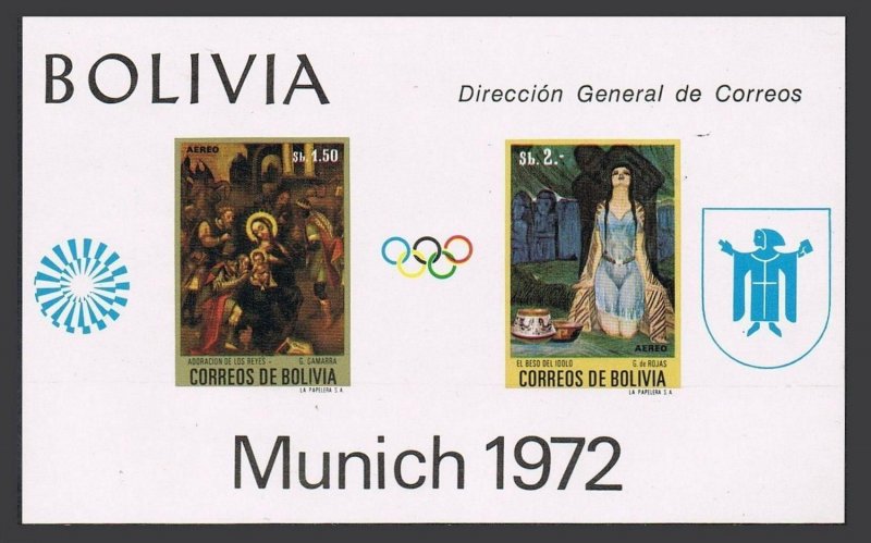 Bolivia C318a-C319a sheets,MNH.Mi Bl.34-35,MNH. Olympics Sapporo-1972.Paintings.