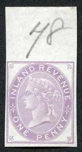 1d Lilac Postal Fiscal SGF20-22 Imprimatur Plate 78