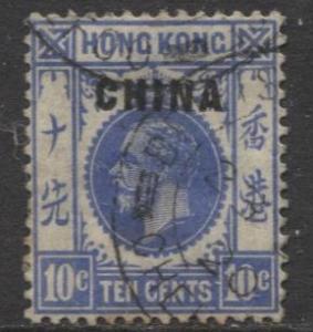 Hong Kong - Scott 6 - KGV- China Overprint-1917- Used- Single 10c Stamp