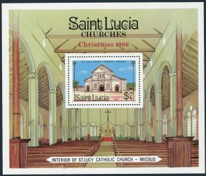 St Lucia 871,MNH.Michel 881 Bl.52. Interior:St Lucy catholic church,1986.