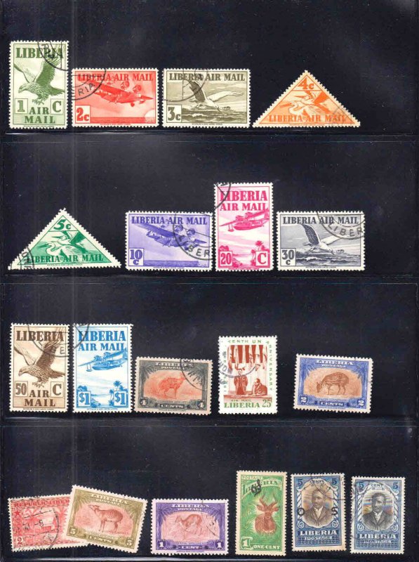 LIBERIA 4 STOCK PAGES COLLECTION LOT UNPICKED UNCHECKED AIRMAIL OFFICIALS MORE