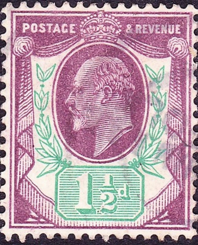 GREAT BRITAIN 1912 KEDVII 1.5d Slate Purple & Green SG289 Used