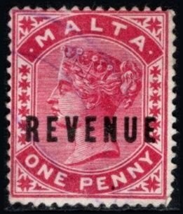 1899 Malta Revenue 1 Penny Queen Victoria General Stamp Duty Used