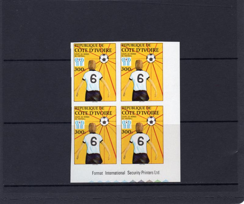 IVORY COAST 1978 Sc# 466/70 World Cup Argentina 78 Block of 4 Imperforated