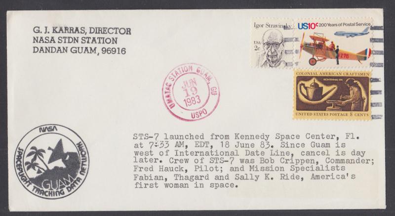 STS-7 Challenger Shuttle Orbiter Combination Launch & Landing Cover black cachet 