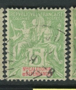 FRENCH COLONIES; NEW CALEDONIA 1890s Tablet type used 5c. value