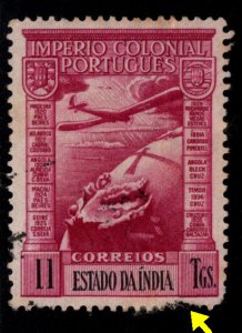 Portuguese India Scott C8 Used airmail stamp short perfs at bottom right