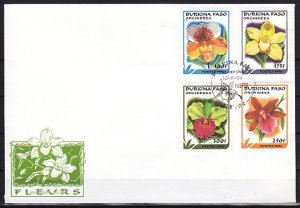 Burkina Faso, Scott cat. 1083-1086. Orchids issue. First day cover. ^