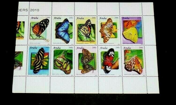 TOPICAL, BUTTERFLIES, 2010, ARUBA #372, BLOCK/10, MNH, LOT #7, NICE,LQQK