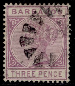 BARBADOS QV SG95, 3d deep purple, FINE USED. Cat £38.