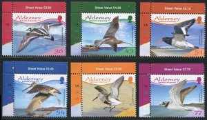 Alderney 2009 Sc 344-349 Birds Turnstone Plover Curlew Oystcatcher CV $10.40