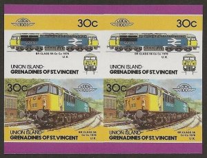 St. Vincent Grenadines - Union Islands Train #25 IMPERF Proof BLOCK VF-NH-