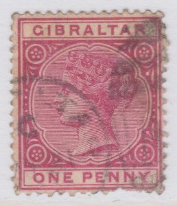 Gibraltar 1887 1d Rose Used Stamp A28P32F29002-