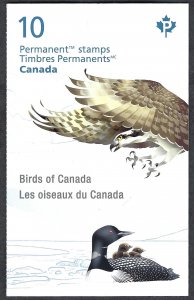 Canada #3022a P Birds of Canada (2017). Booklet of 10 stamps. MNH