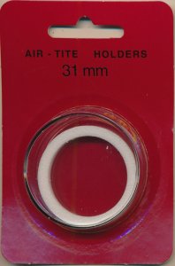 AIR-TITE Coin Holder - 31 mm - White Ring (1/2 oz Sterling Panda, UK Penny) 