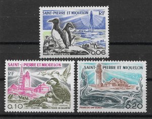 St Pierre & Miquelon 1975, Lighthouses Scott # 443-445, VF MNH**OG (R-4)