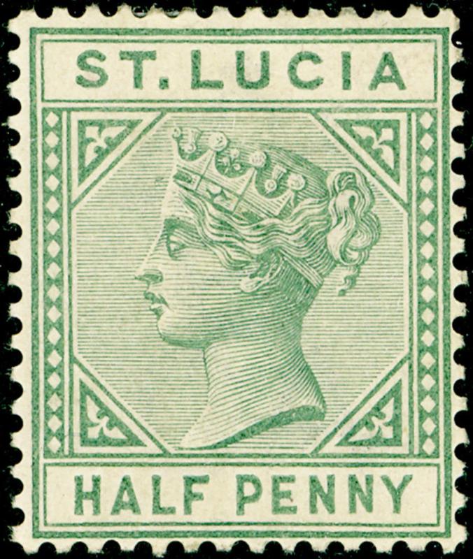 ST. LUCIA SG43, ½d dull green, LH MINT. DIE II.