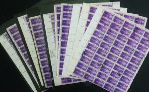 U.S. Used #852 3c Golden Gate Expo Reassembled Sheets of 50 (Lot of 10). Unique!