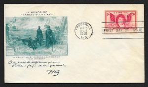 UNITED STATES FDC 3¢ Francis Scott Key 1948 Fulton