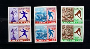 Liberia 483-85  (1968  Olympics set) VFMNH imperforate pairs