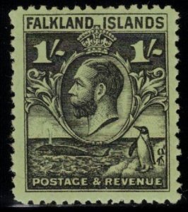 FALKLAND ISLANDS 1929 1/- George V; Scott 60a, SG 122; Mint