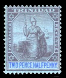 Trinidad #80 Cat$27.50, 1902 2 1/2p violet and blue, hinged