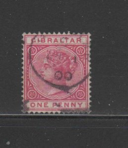 GIBRALTAR #10  1896  1p  QUEEN VICTORIA  F-VF  USED