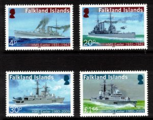 FALKLAND ISLANDS 2009 HMS Exeter; Scott 999-1002, SG 1149-52; MNH