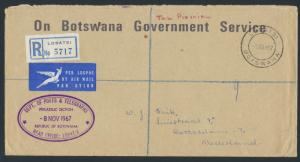 Botswana - On Government Service Registered Envelope  SPECIAL - Air mail plea...