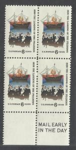 1420 6c Block of 4, MNH VF Centering Pilgrams Mail Early