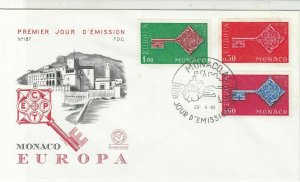 Monaco 1968 Europa CEPT Key Town Picture Slogan Cancel FDC Stamp Cover Ref 26387