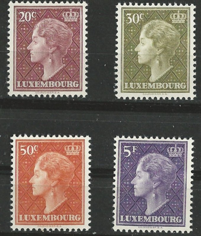 Luxembourg # 337-40  Grand Duchess Charlotte  1958  (4)  Unused VLH