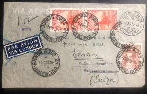 1936 Buenos Aires Argentina Airmail Commercial Cover To Zurich Switzerland